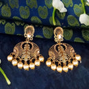 JD Arts Antique Gold Plated Brown Kundan Dangler Earrings - 1317627A