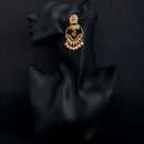 JD Arts Antique Gold Plated Brown Kundan Dangler Earrings