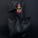 JD Arts Antique Gold Plated Kundan Pink Beads Dangler Earrings