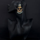 JD Arts Antique Gold Plated Kundan Blue Beads Dangler Earrings