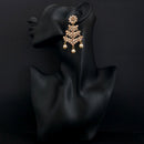 JD Arts Antique Gold Plated Brown Kundun Dangler Earrings