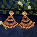 JD Arts Antique Gold Plated Kundan Peach Beads Dangler Earrings
