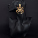 JD Arts Antique Gold Plated Brown Kundan Dangler Earrings