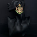 JD Arts Antique Gold Plated Kundan Green Beads Dangler Earrings
