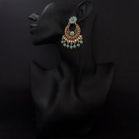 JD Art Gold Plated Grey Kundan Dangler Earrings