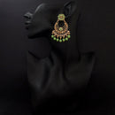 JD Art Gold Plated Green Kundan Dangler Earrings