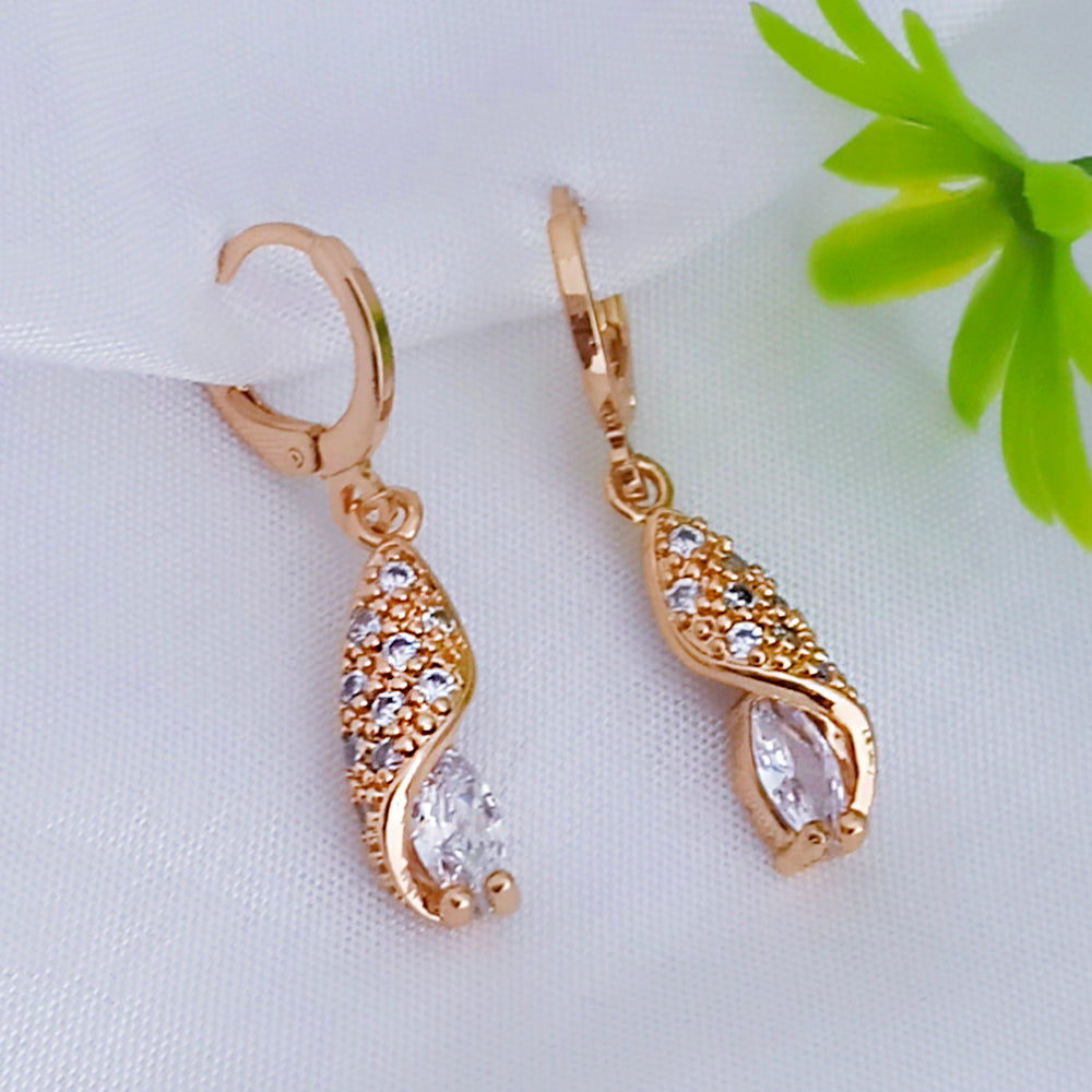 JB Arts Rose Gold Plated AD Stone Dangler Earrings