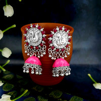 JewelJunk Pink Oxidized Plated Jhumka