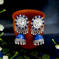 JewelJunk Blue Oxidized Plated Jhumka