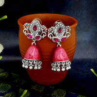 JewelJunk Pink Oxidized Plated Jhumka
