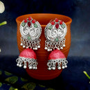 JewelJunk Maroon Oxidized Plated Jhumka