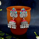 JewelJunk Maroon Oxidized Plated Jhumka