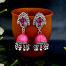 JewelJunk Pink Oxidized Plated Jhumka