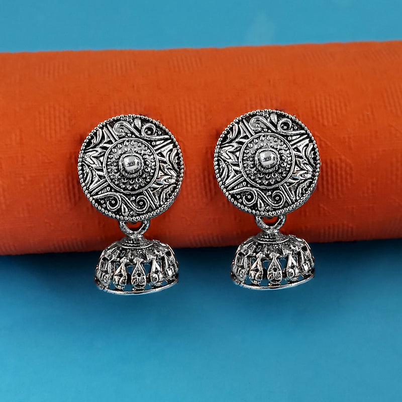 Jeweljunk Oxidised Plated Jhumki Earrings