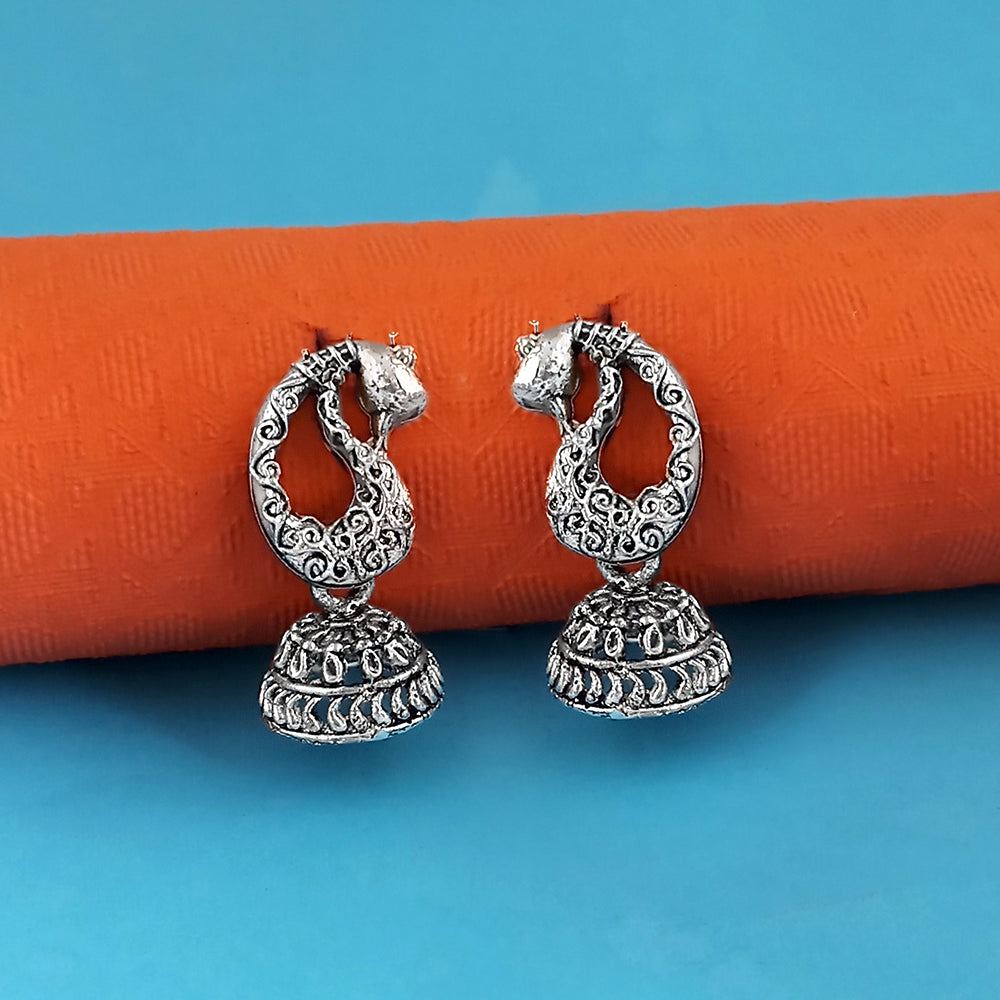 Jeweljunk Oxidised Plated Jhumki Earrings