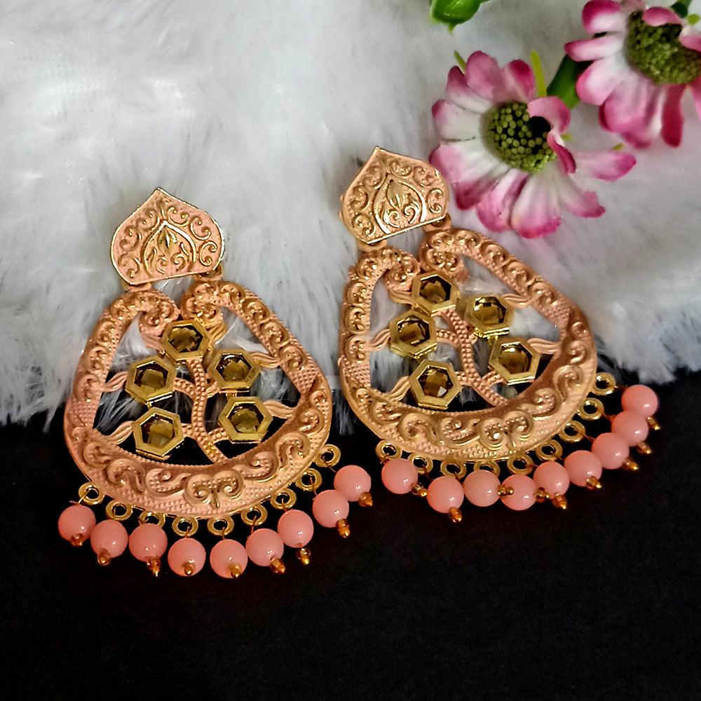 Woma Matte Yellow Meenakari Dangler Beads Drop Earrings