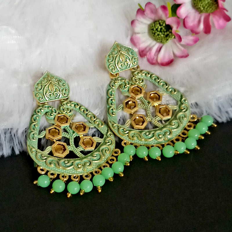 Amina Creation Gold Plated Meenakari Dangler Earrings Assorted Color