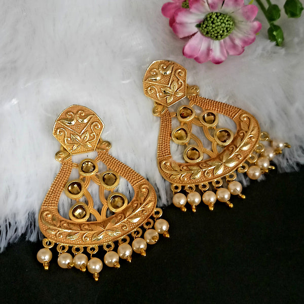 Woma Matte Yellow Meenakari Dangler Beads Drop Earrings