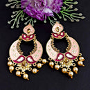 Woma Kundan Peach Meenakari Dangler Earrings