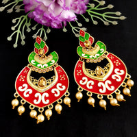 Woma Kundan Red Meenakari Dangler Earrings