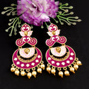 Woma Kundan Pink Meenakari Dangler Earrings