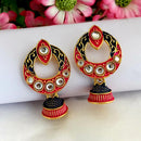 Woma Matte Black Meenakari Jhumki Earrings
