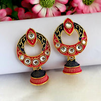 Woma Matte Black Meenakari Jhumki Earrings