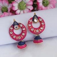 Woma Matte Pink Meenakari Jhumki Earrings