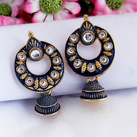 Woma Matte Black Meenakari Jhumki Earrings