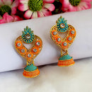 Woma Orange Matte Meenakari Jhumki Earrings