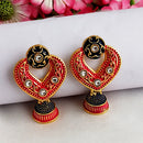 Woma Kundan Matte Pink Meenakari Jhumki Earrings