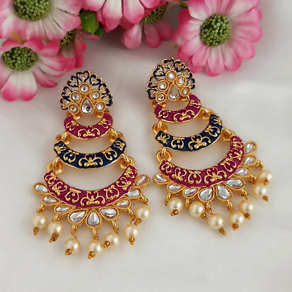 Woma Multi Color Meenakari Layer Dangler Earrings