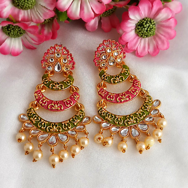 Woma Multi Color Meenakari Layer Dangler Earrings