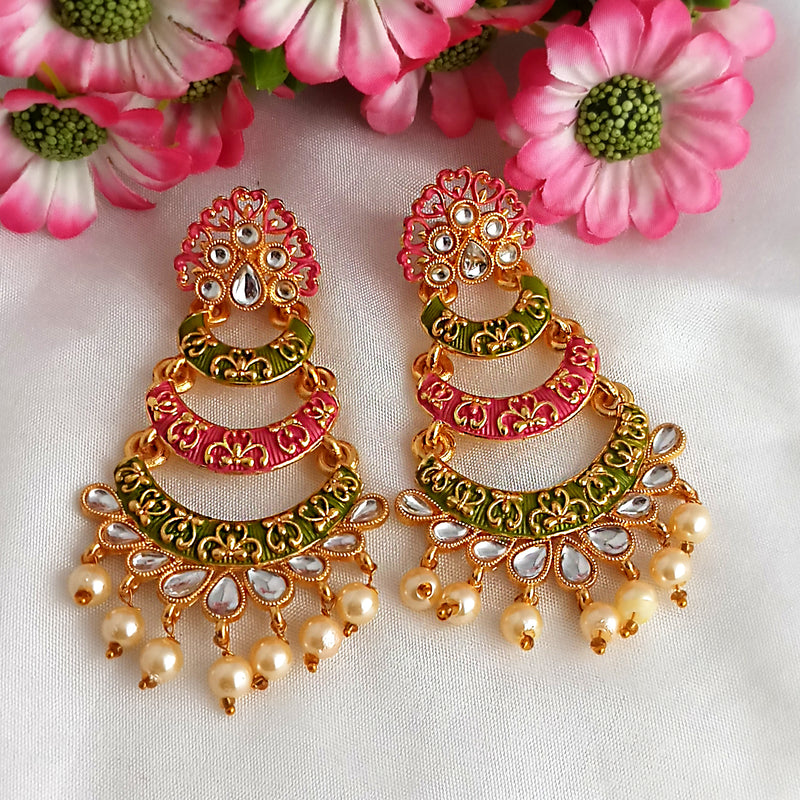 Woma Multi Color Meenakari Layer Dangler Earrings