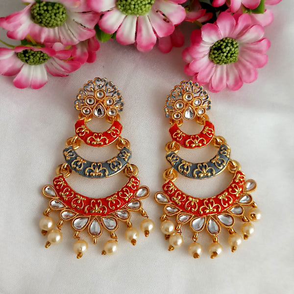 Woma Multi Color Meenakari Layer Dangler Earrings