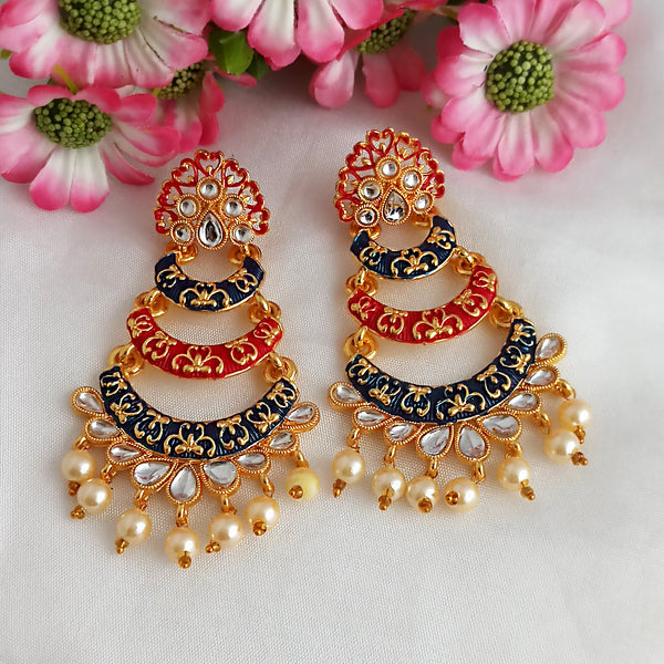 Woma Multi Color Meenakari Layer Dangler Earrings