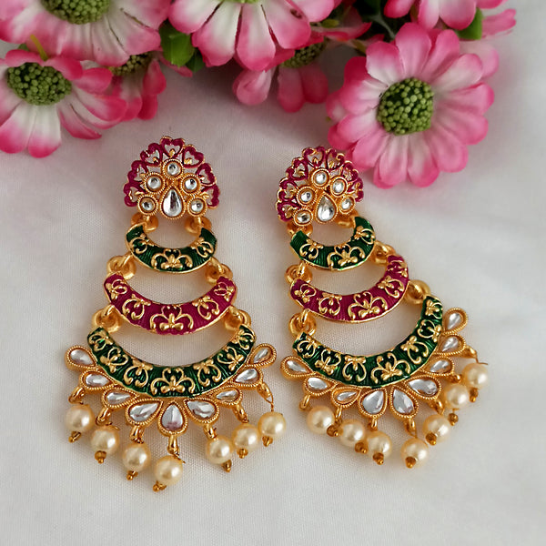 Woma Multi Color Meenakari Layer Dangler Earrings