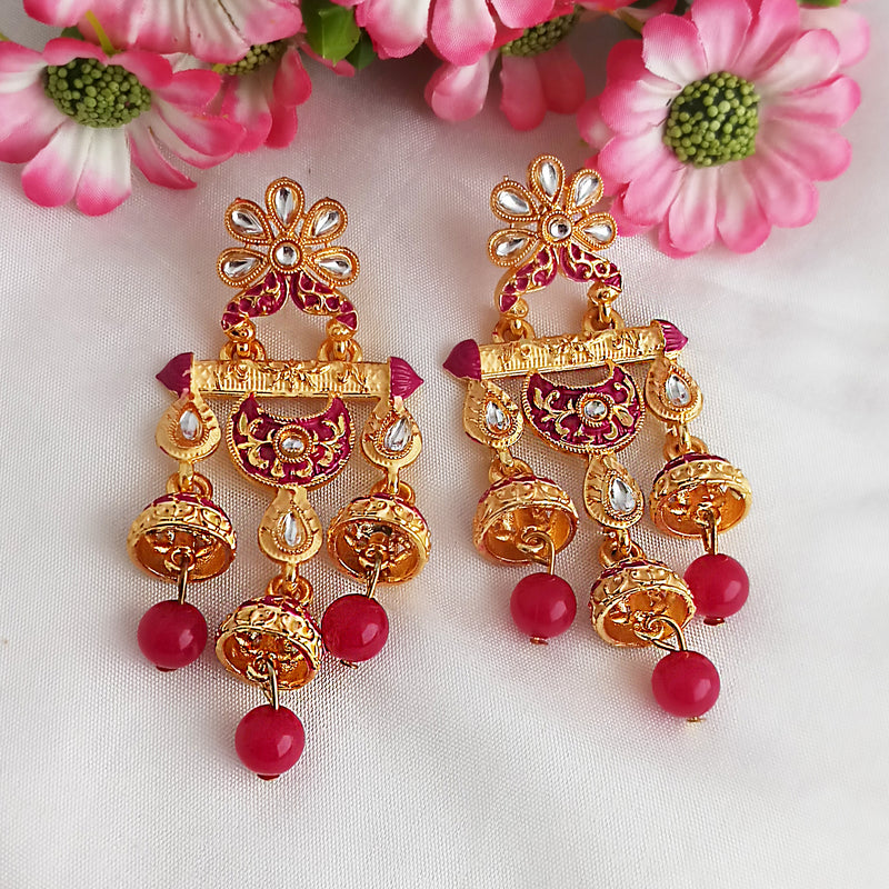 Woma Gold Plated Matte Meenakari Designer Earrings