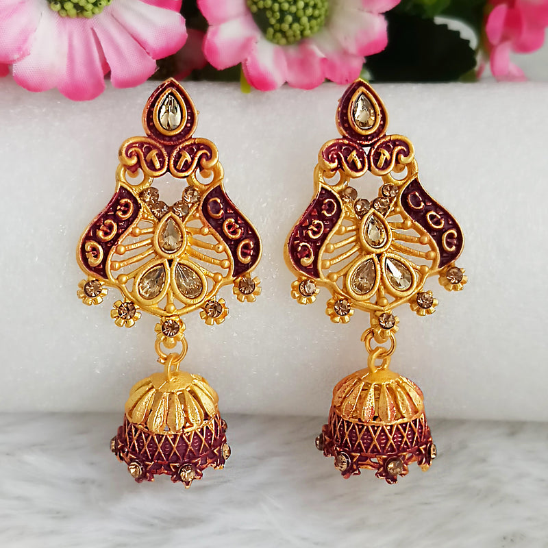 Amina Creation Gold Plated Meenakari Dangler Earrings Assorted Color