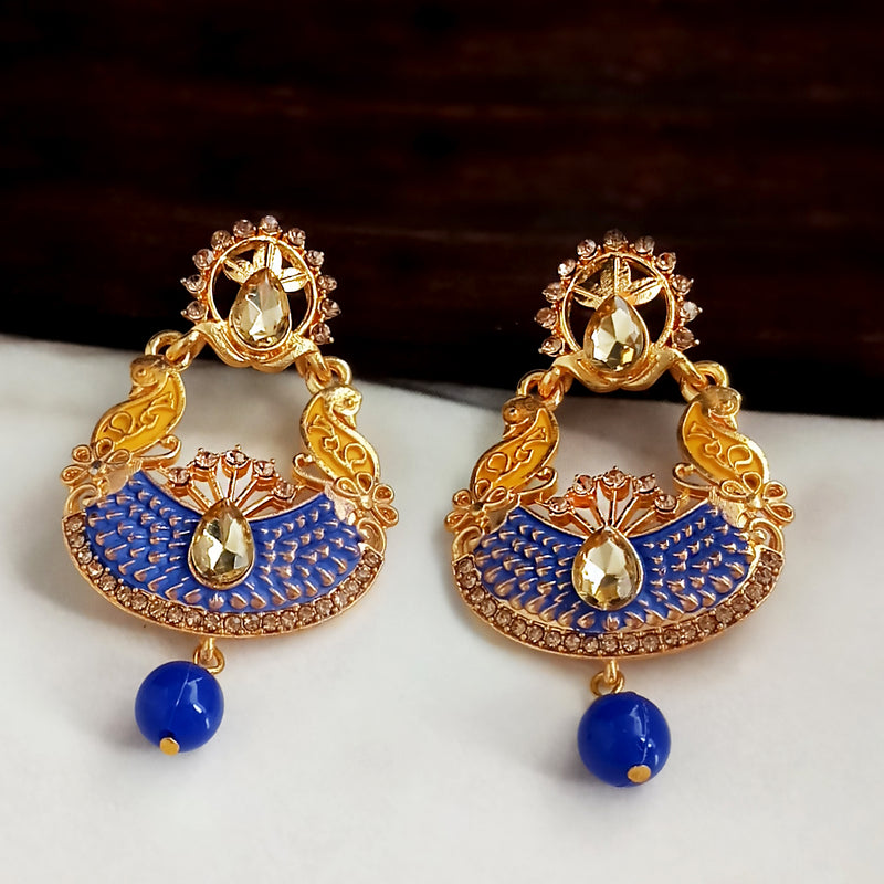 Amina Creation Gold Plated Meenakari Dangler Earrings Assorted Color