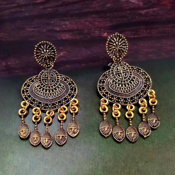 Woma Antiqe Gold Plated Dangler Earrings  - 1318213A