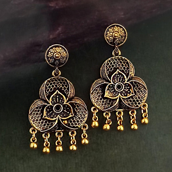 Woma Floral Antique Gold Plated Trendy Dangler Earrings