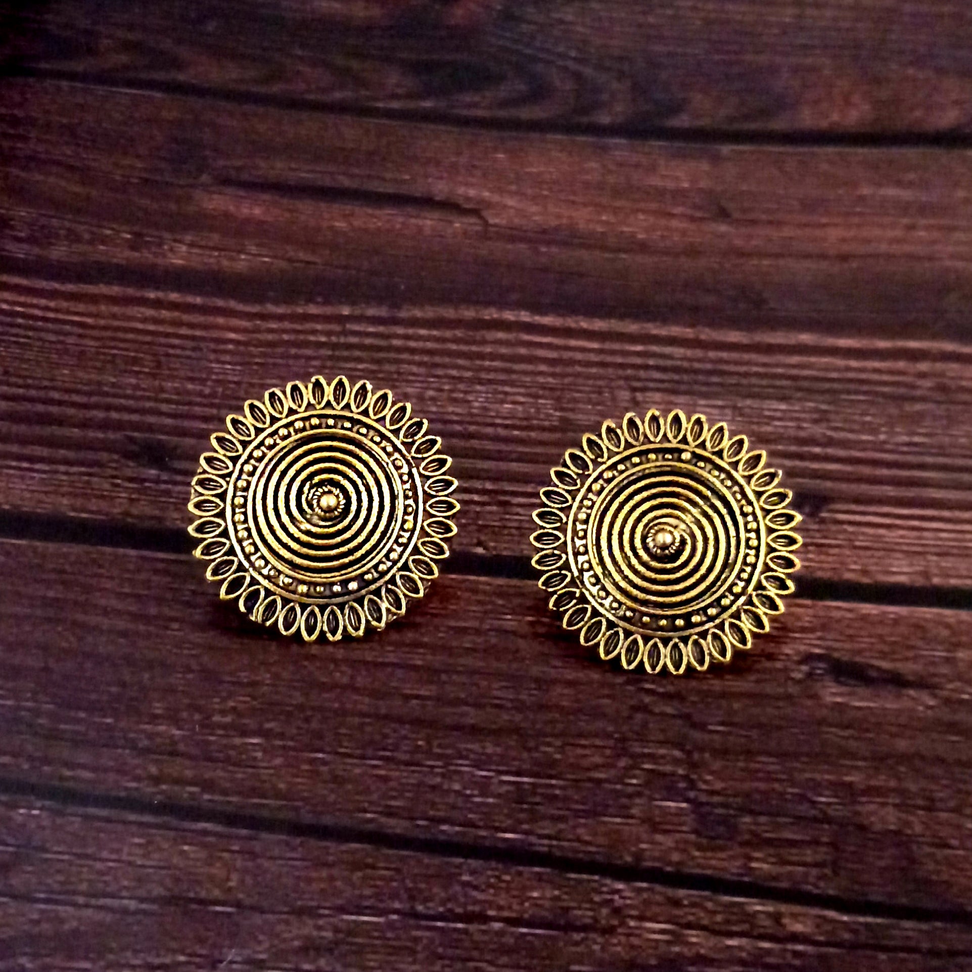 Woma Floral Gold Plated Stud Earrings