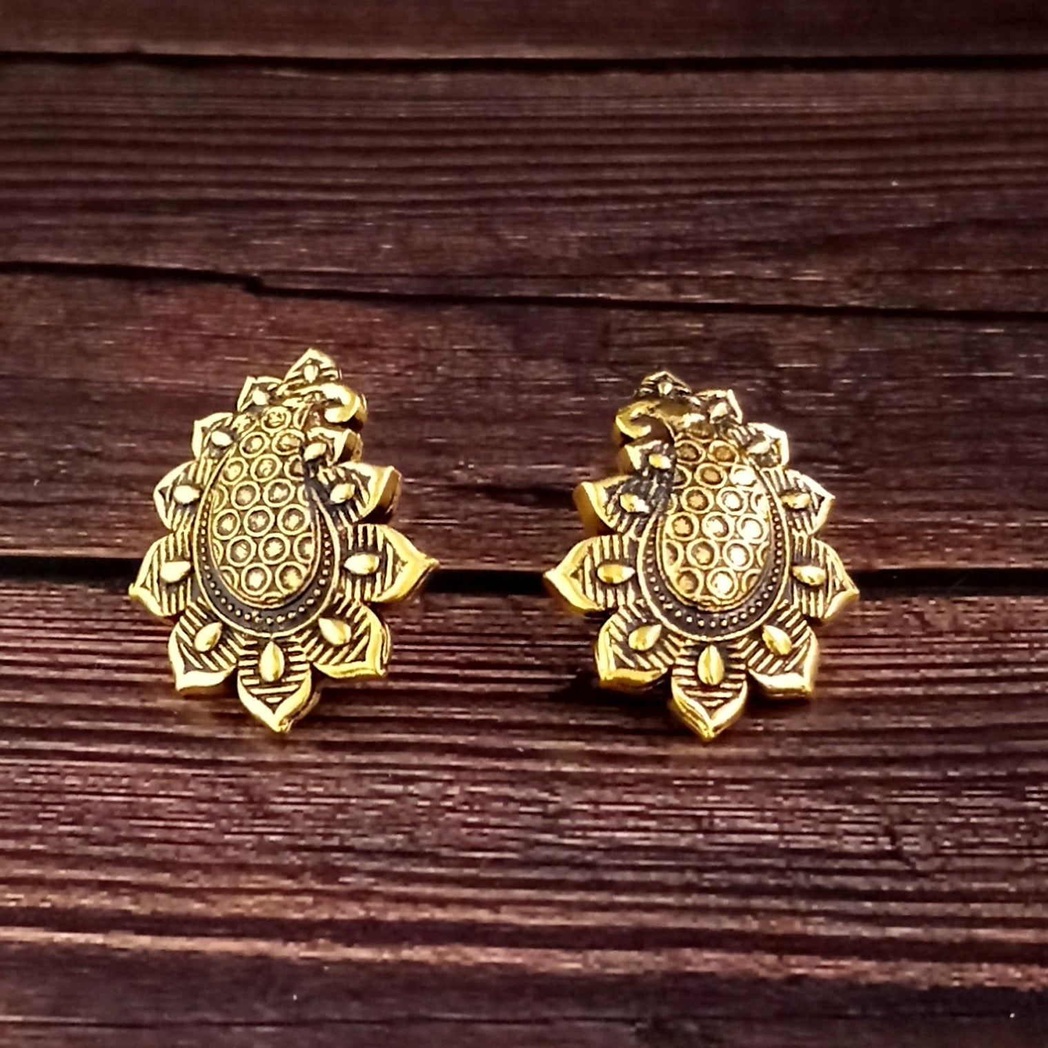 Woma Floral Gold Plated Stud Earrings