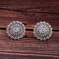 Woma Floral Oxidised Plated Stud Earrings