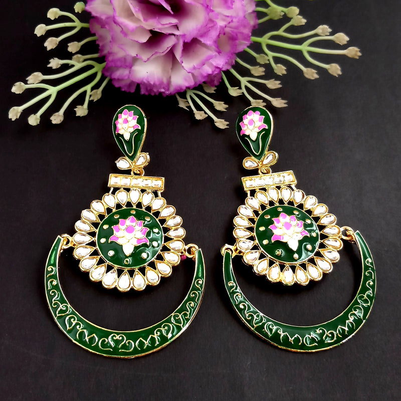 PARSHWAM Dark Green Glossy Meenakari Earring