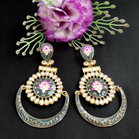 PARSHWAM Grey Glossy Meenakari Earring