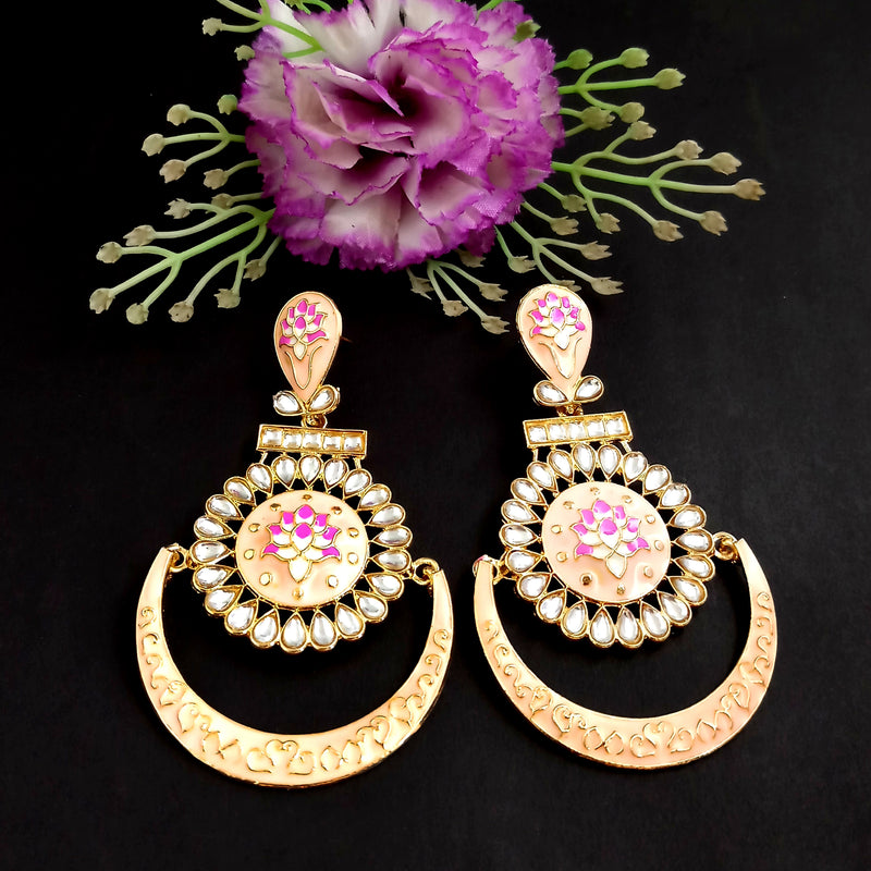 PARSHWAM Peach Glossy Meenakari Earring