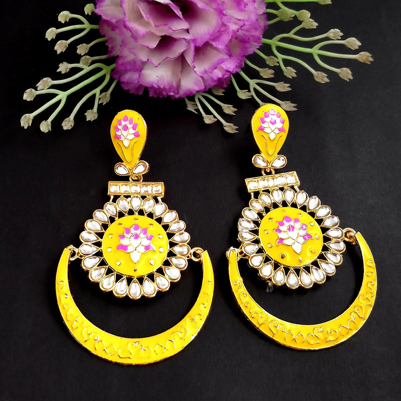 PARSHWAM Yellow Glossy Meenakari Earring