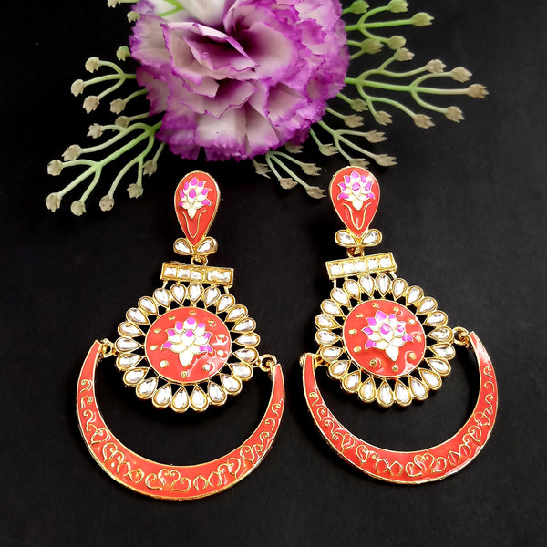 PARSHWAM Red Glossy Meenakari Earring